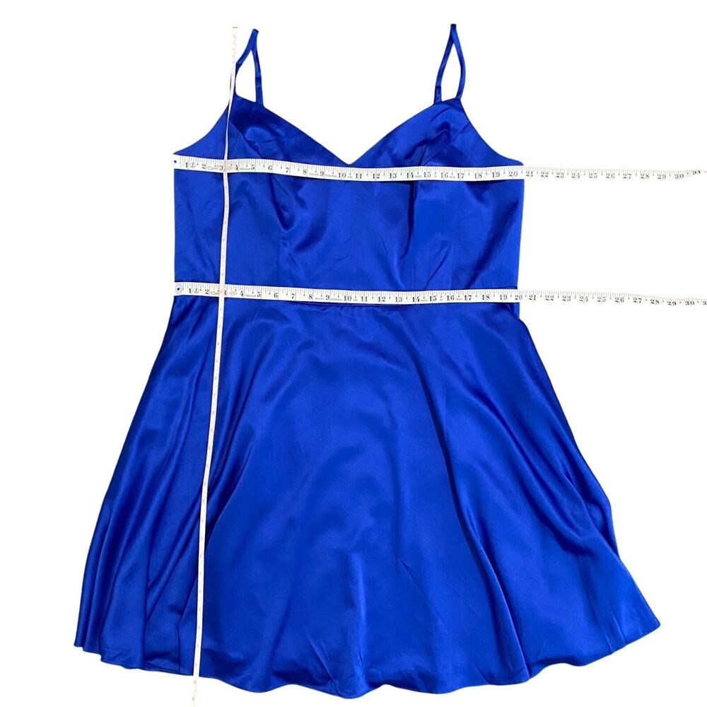 B Darlin Royal Blue Satin Fit & Flare Dress 18W Pockets Prom Wedding Guest - Picture 7 of 12
